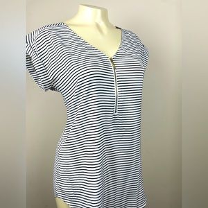 Express Striped Silky Cap Sleeve Blouse with Zipper Size S